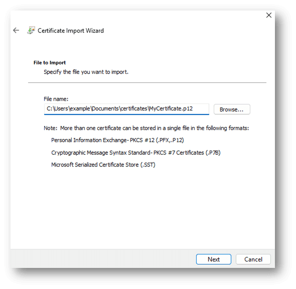 Figure 7. Import a cert