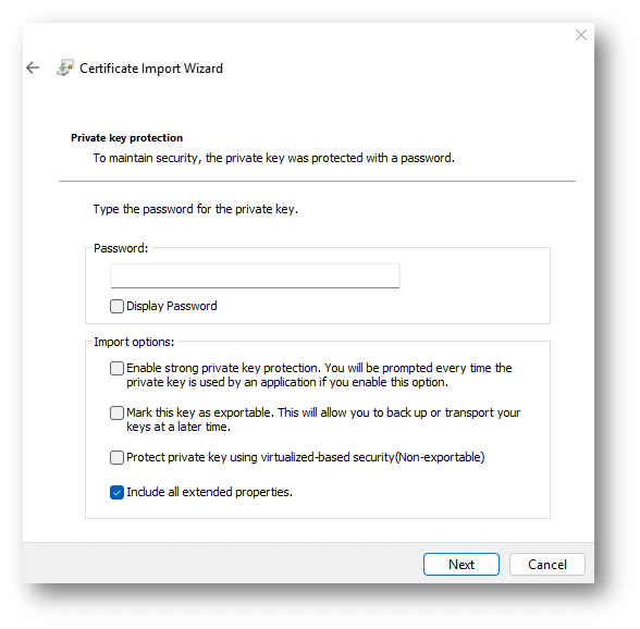 Figure 8. Import a cert