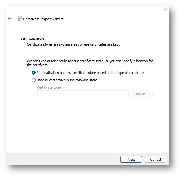 Figure 9. Import a cert