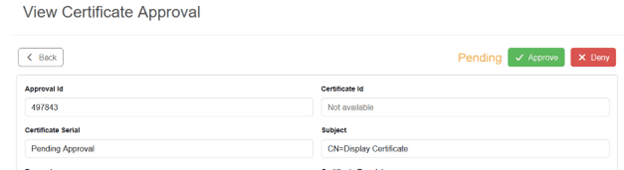 View Certificate Approval