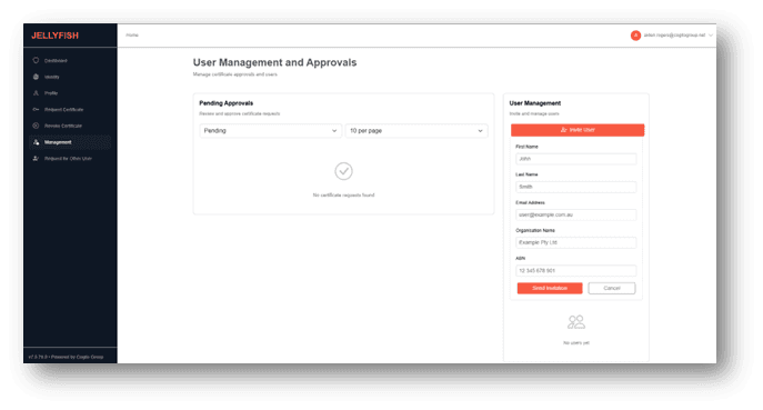 Figure 3 User Management and Approvals
