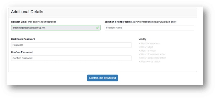 Figure 7 Finalise Security Settings